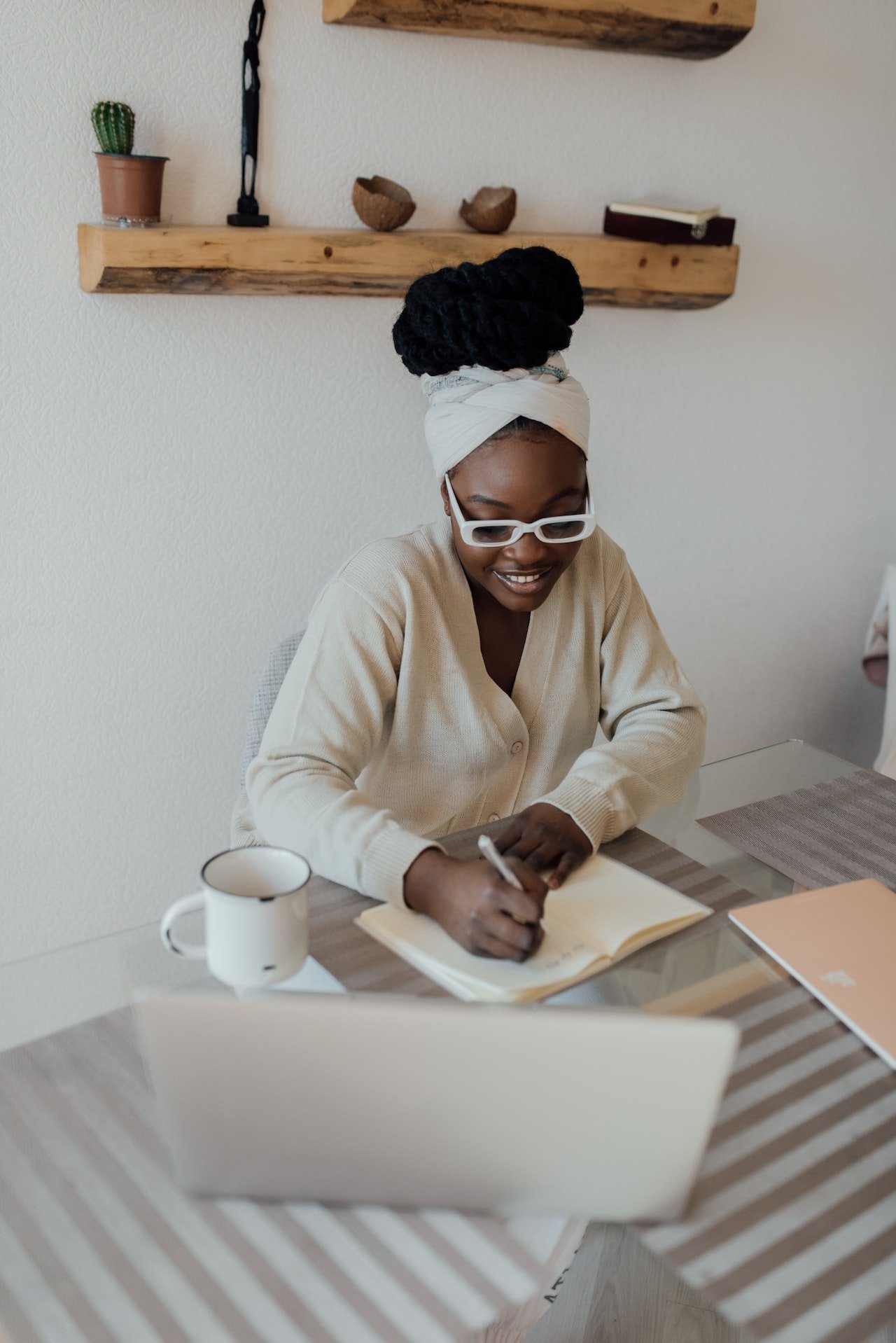 Happy woman Journaling