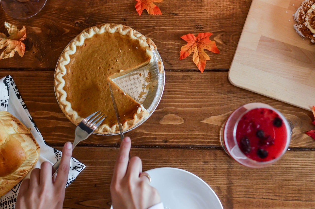 Pumpkin pie on a table