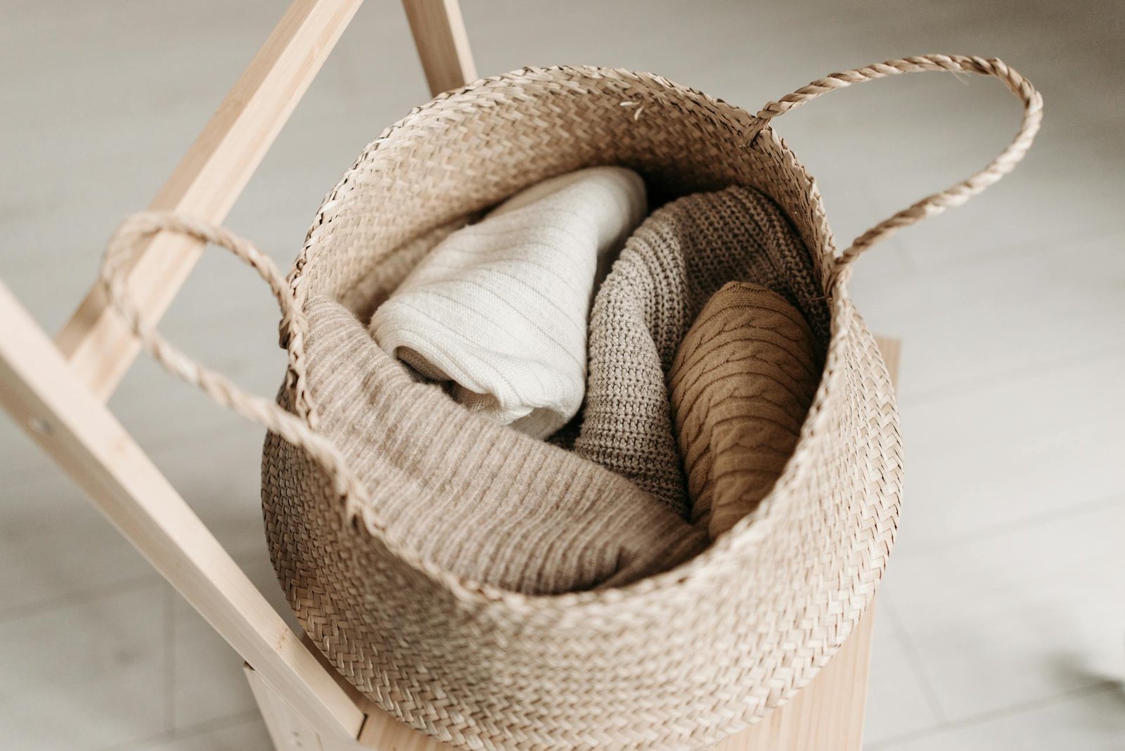Folded clothes in basket